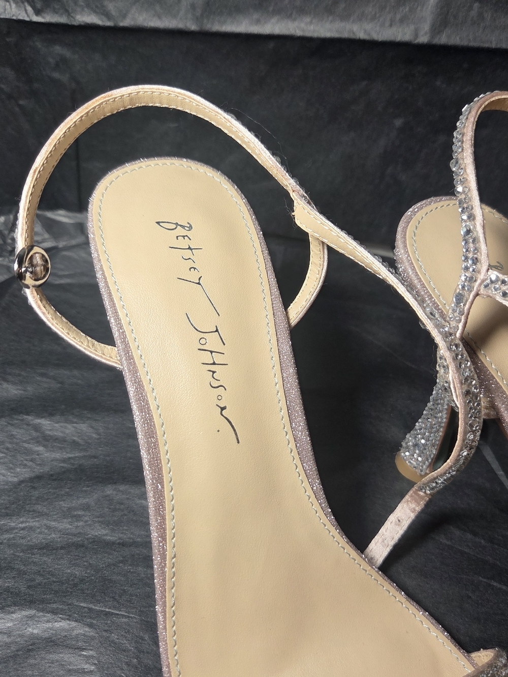 Betsey Johnson Blush Pink Glitter Crystal-Embellished Heels - Picture 6 of 10